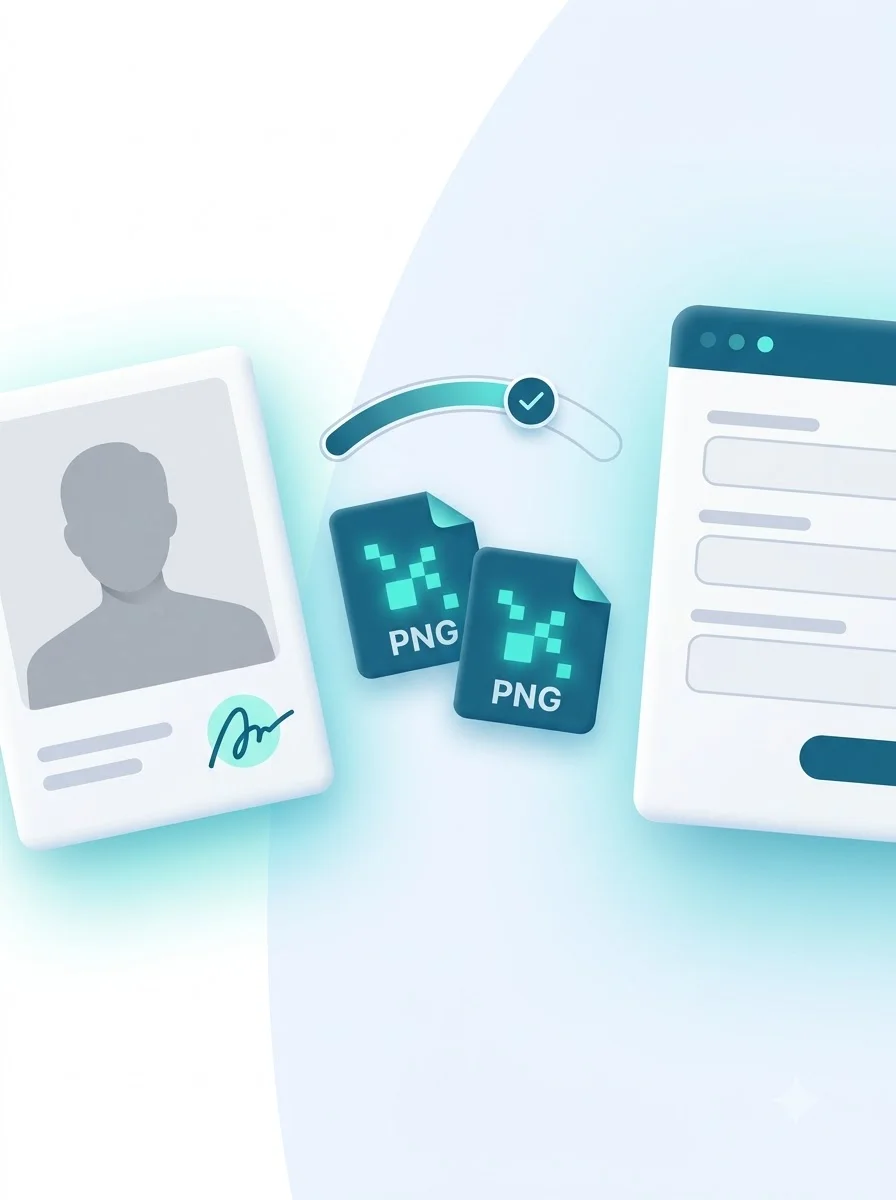 PNG files compressed for passport and online form uploads under 50KB