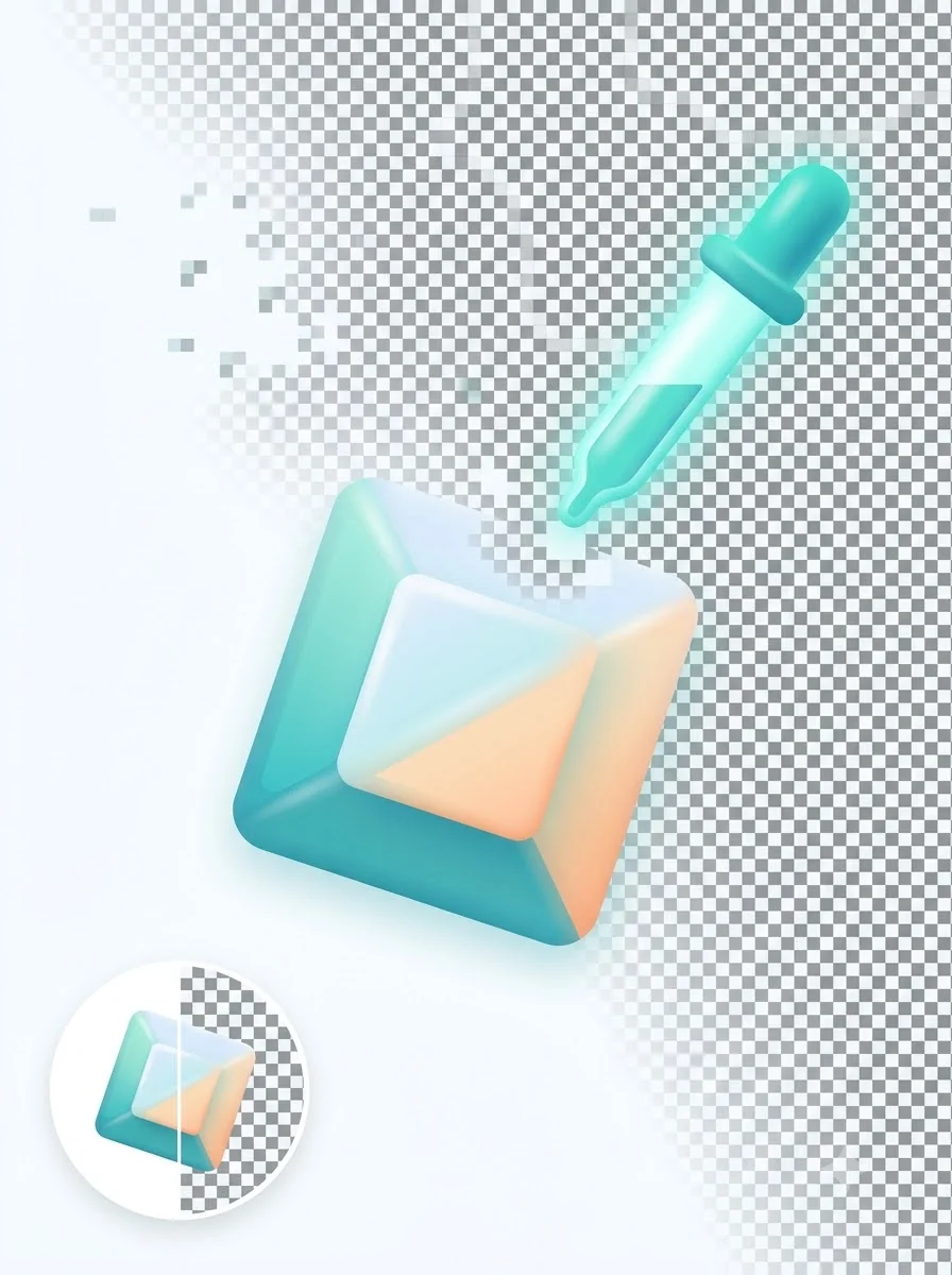 Eyedropper removing a solid background to make a PNG transparent